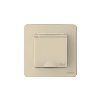 Розетка 1-м СП Blanca 16А IP44 250В с заземл. защ. шторки с крышкой беж. SE BLNRS441117