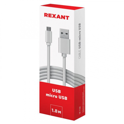 Шнур micro USB (male) - USB-A (male) 1.8м Rexant 18-1164 фото 2