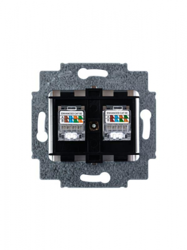 Розетка информационная Levit двойная 2хRJ45 кат. 5e бел. ABB 2CHH295118A6003 фото 4
