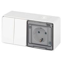 Блок розетка с выключателем Эксперт 11-7502-01 двойн. IP55 16A(10AX)-250В ОУ белый Эра Б0063270