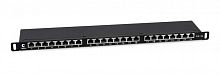 Патч-панель 19дюйм 0.5U 24 порта RJ45 кат.5E Dual IDC PLHD-24-Cat.5e-SH-Dual-0.5U полностью экранир. высок. плотности Cabeus 9650c