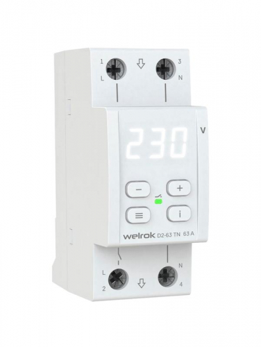 Реле напряжения D2-63 TN (с транзитом нуля) Welrok 4660251141899