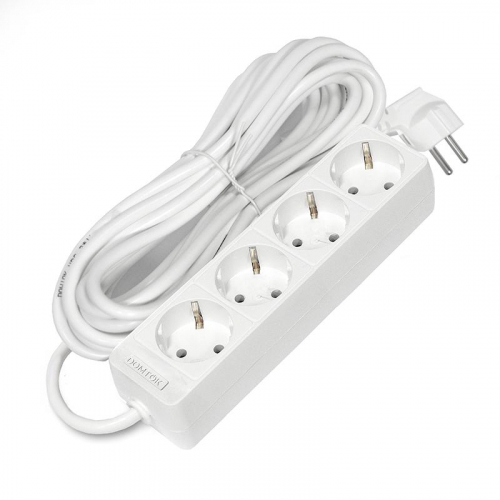 Удлинитель 4х7м с заземл. 16А IP20 3.5кВт ПВС 3х1 бел. DOMTOK 2398 фото 3