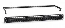 Патч-панель 19дюйм 1U 24 порта RJ45 кат.6A Dual IDC с задн. кабельн. организатором Cabeus 7651c