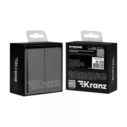 Переключатель перекрестный 2-кл. СП STRONG 10А графит Kranz KR-78-0733-6 фото 7