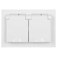 Розетка 2-м СП Accent 6-210-01 16А IP44 250В 2P+E Schuko с крышками защ. шторки AL/CU бел. Intro Б0063577