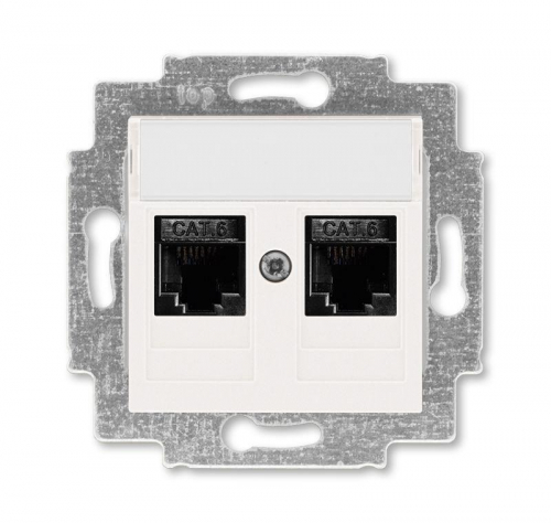 Розетка информационная RJ45 2-м Levit CAT.6 жемчуж. ABB 2CHH296118A6068