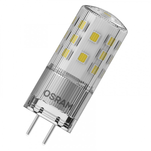 Лампа светодиодная LED Star PIN 4.5Вт прозрачная 2700К тепл. бел. GY6.35 470лм 12В угол пучка 320град. диммир. (замена 40Вт) OSRAM 4058075607255