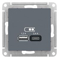 Механизм розетки USB AtlasDesign A+С 5В/2.4А 2х5В/1.2А грифель SchE ATN000739