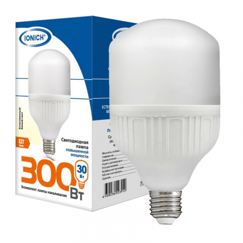 Лампа светодиодная ILED-SMD2835-Т100-30-2700-220-4-E27 IONICH 1505