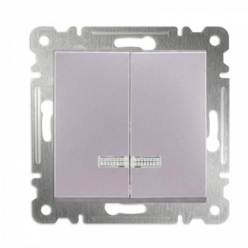 Выключатель 2-кл. СП Karea 10А IP20 с подсветкой механизм жемчуж. Makel 57100023