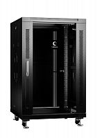 Шкаф монтажный телекоммуникационный напольный SH-05C-18U60/60-BK 19дюйм для распред. и серверн. оборудования 18U 600х600х988мм передн. стеклян. и задн. сплошн. метал. двери ручка с замком черн. (RAL 9004) Cabeus 8555c