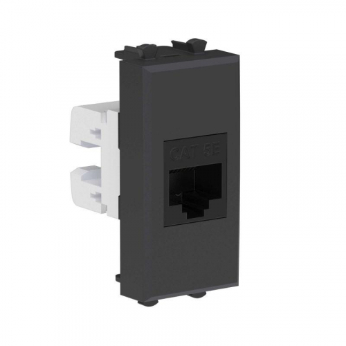 Розетка компьютерная 1мод. Avanti "Черный матовый" RJ45 кат.5E без шторок модульная механизм DKC 4412661 фото 2