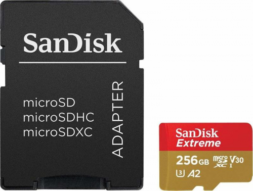 Карта памяти Extreme microSDXC 256GB + SD Adapter + Rescue Pro Deluxe 160MB/s A2 C10 V30 UHS-I U5 SANDISK SDSQXA1-256G-GN6MA фото 4