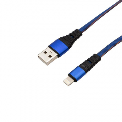 Кабель USB-Lightning 2.4А 1м син. нейлоновая оплетка Rexant 18-7053 фото 3