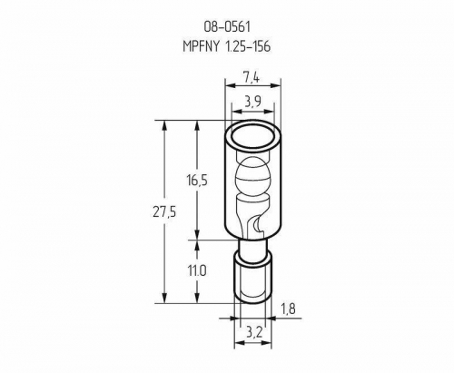 Разъем штекерный полностью изол. (AEM 1.25-156A) (уп.100шт) Rexant 08-0561 фото 4