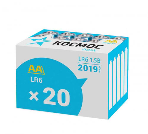 Элемент питания алкалиновый AA/LR6 (уп.20шт) КОСМОС KOCLR620BOX