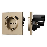Розетка 1-м СП SCT-TENDO-MUAA-SFPL-GD 16А IP20 230В с USB зарядкой механизм Arlight 054604