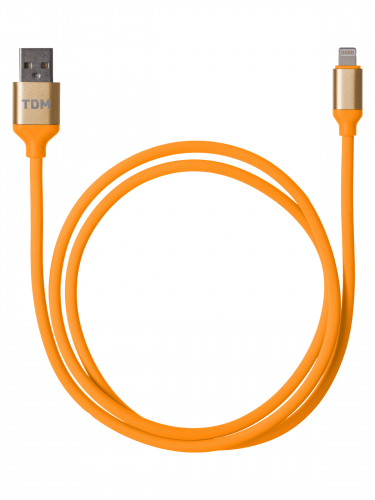 Дата-кабель, ДК 15, USB - Lightning, 1 м, силиконовая оплетка, оранжевый, TDM фото 2