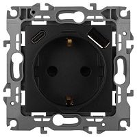 Розетка Эра12 12-4108-05 16А 250В 2P+E с USB type-A+C 5В-3А защ. шторки антрацит Эра Б0067707