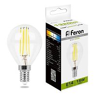 Лампа светодиодная LB-515 15Вт прозрачная 4000К E14 230В FERON 38250