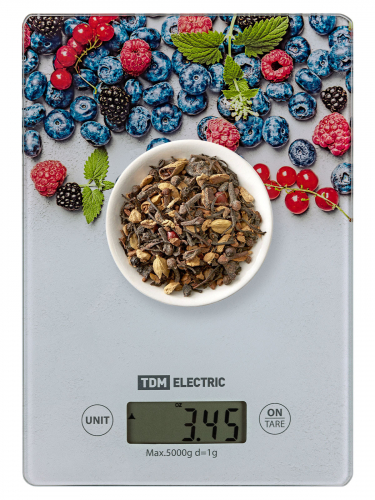 Весы электронные кухонные "Ягоды", стекло, деление 1 г, макс. 5 кг, TDM фото 5