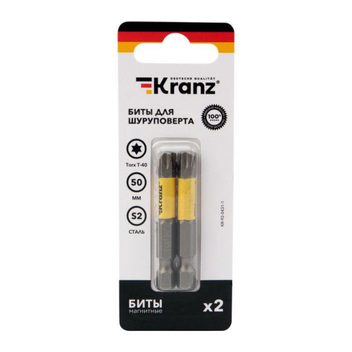 Бита для шуруповерта Torx T40х50мм (уп.2шт) Kranz KR-92-0431-1 фото 3