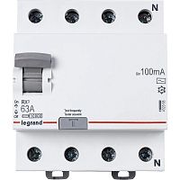 Выключатель дифференциального тока (УЗО) 4п 63А 100мА тип AC RX3 Leg 402068
