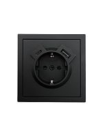 Розетка 1-м СП ZIMA IP20 Type-C + USB с заземл. механизм черн. бархат LEZARD 704-4288-181TC
