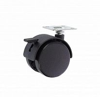 Колесо мебельное поворотное площадка d50 с тормозом пластик черн. (уп.1шт) Tech-Krep/Zitar 151209