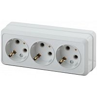 Розетка 3-м ОП Quadro 2-206-01 16А IP20 250В 3х2P+E бел. Intro Б0053819