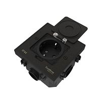Лючок MultiDesk MDK21 с розеткой 2P+E 16А 250В IP44 с монтажной коробкой для бетонных полов черн. матов. SE MDK21202MBC
