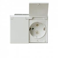 Розетка 2-м СП Impressivo 16А IP21/44 230В Double Schuko защ. крышка бел. ABB 2TKA00003033