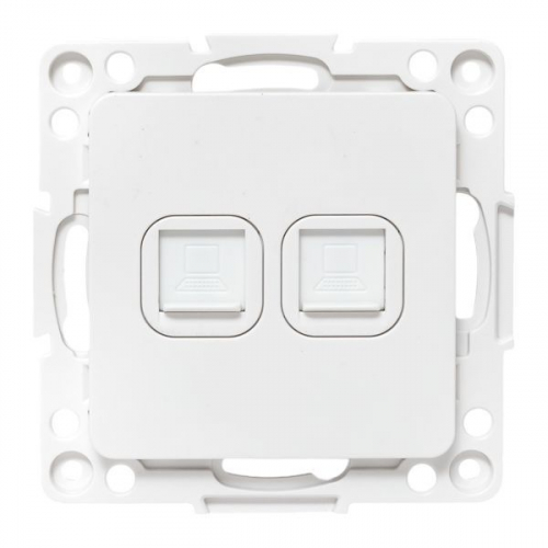 Розетка компьютерная 2-м Стокгольм RJ-45 механизм бел. EKF EYK02-035-10 фото 2