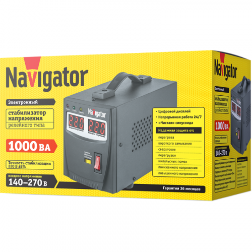 Стабилизатор напряжения 61 766 NVR-RF1-1000 Navigator 61766 фото 2