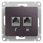 Механизм розетки 2-м Glossa RJ11+RJ45 кат.5е сиренев. туман SchE GSL001485