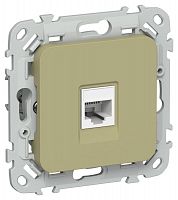 Розетка компьютерная СП FLITE РК6-1-0-ФлО RJ45 кат.6 UTP механизм олив. IEK FI-K12-2-K26