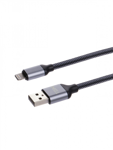 Дата-кабель, ДК 12, USB - Lightning, 1 м, тканевая оплетка, серый, TDM фото 3