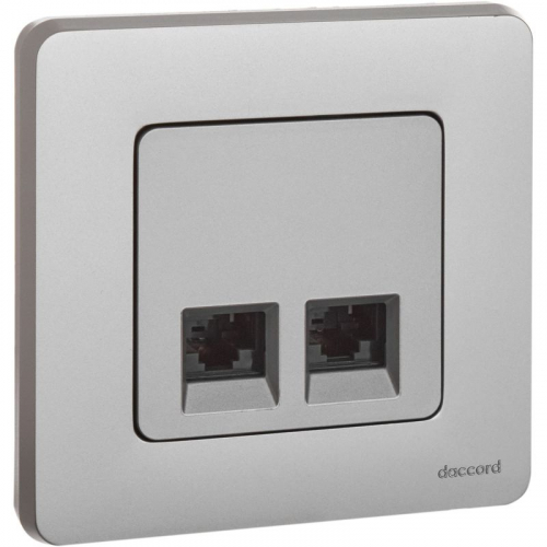 Розетка компьютерная 2-м Inspiria RJ45 кат.6 UTP механизм алюм. IEK 673842 фото 3