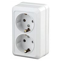 Розетка 2-м ОП Quadro 2-204-01 16А IP20 250В 2х2P+E Schuko бел. Intro Б0053800