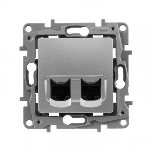 Розетка компьютерная 2-м СП Etika RJ45 кат.5E UTP механизм алюм. IEK 672455 фото 3