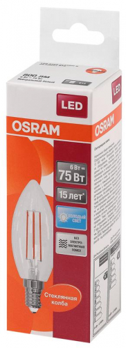 Лампа светодиодная филаментная LS CL B75 6W/840 FIL E14 230В OSRAM 4058075217836