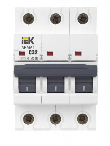 Выключатель автоматический модульный 3п C 32А M06N ARMAT IEK AR-M06N-3-C032 фото 2