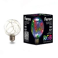 Лампа светодиодная LB-381 3Вт G80 шар E27 230В RGB FERON 41676