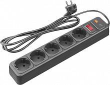 Фильтр сетевой 5х1.8м 10А IP20 90 883 OSP-USB-05-180-ESC-3х0.75-BL черн. ОНЛАЙТ 90883