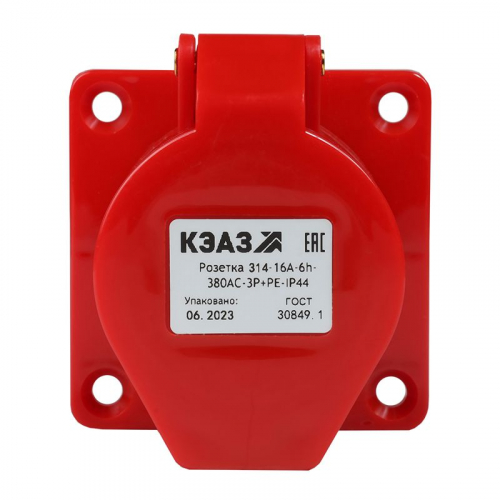 Розетка фланцевая 314 16А 380AC 3P+PE 6ч IP44 КЭАЗ 222758
