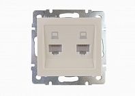 Розетка компьютерная 2-м Rain RJ45 механизм крем. LEZARD 703-0388-141
