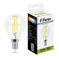 Лампа светодиодная LB-509 9Вт прозрачная 4000К E14 230В FERON 38002
