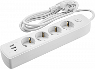 Удлинитель 4х3м с заземл. 10А IP20 90 842 OPE-USB-04-300-ESC-3x1 USB 2xType-A + Type-C с кнопкой ОНЛАЙТ 90842