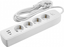 Удлинитель 4х5м с заземл. 10А IP20 90 843 OPE-USB-04-500-ESC-3x1 USB 2xType-A + Type-C с кнопкой ОНЛАЙТ 90843